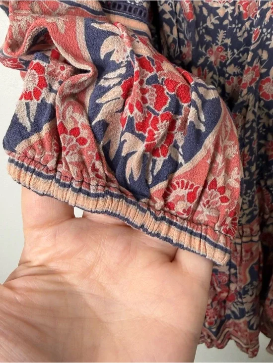 SPELL & THE GYPSY COLLECTIVEFloral Print Boho Tie-Waist Mini Dress Sz. XS